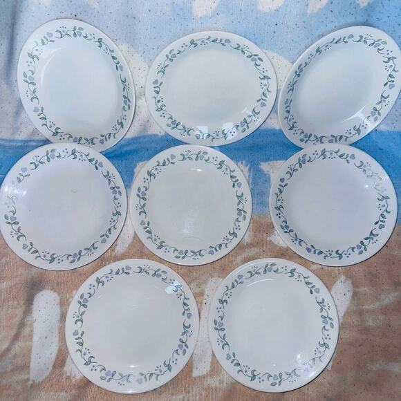 Vintage Corning Corelle COUNTRY COTTAGE Blue Salad Bread Dessert Plates Set Of 8 - Picture 3 of 4